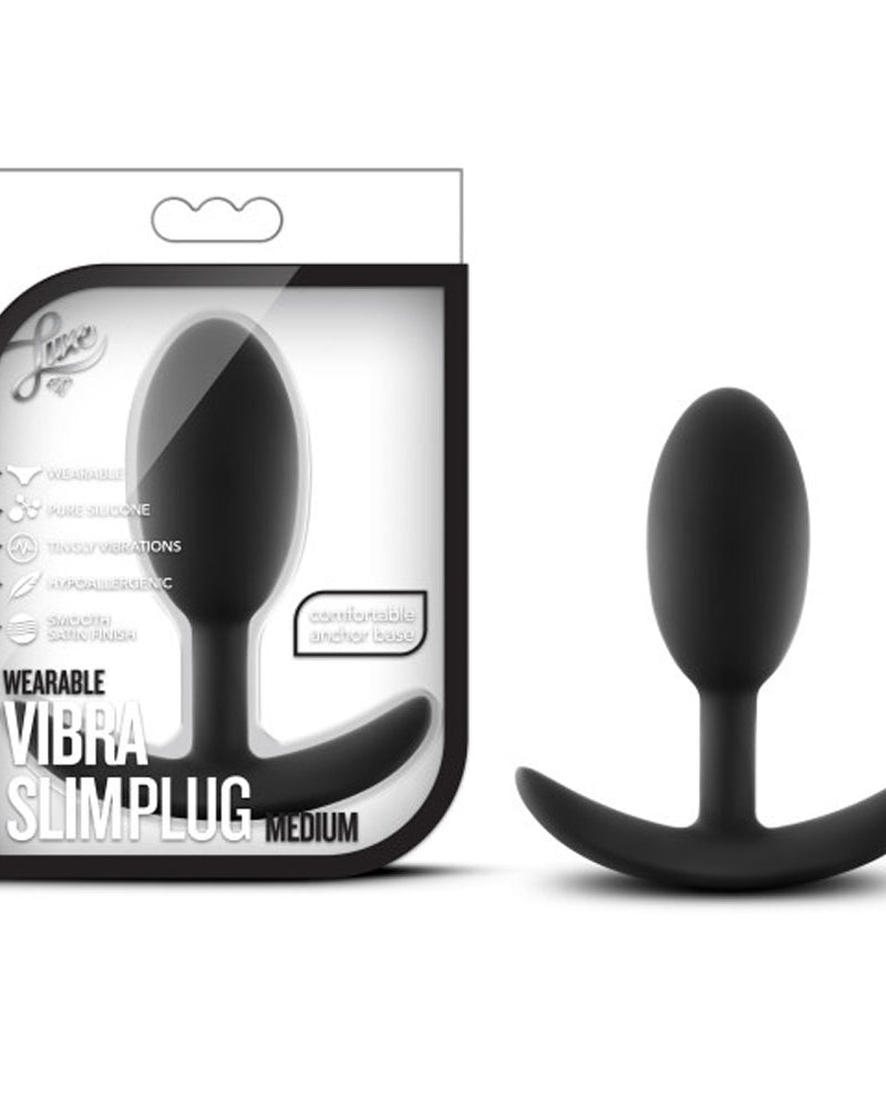Luxe - Wearable Vibra Slim Plug - Medium - Black