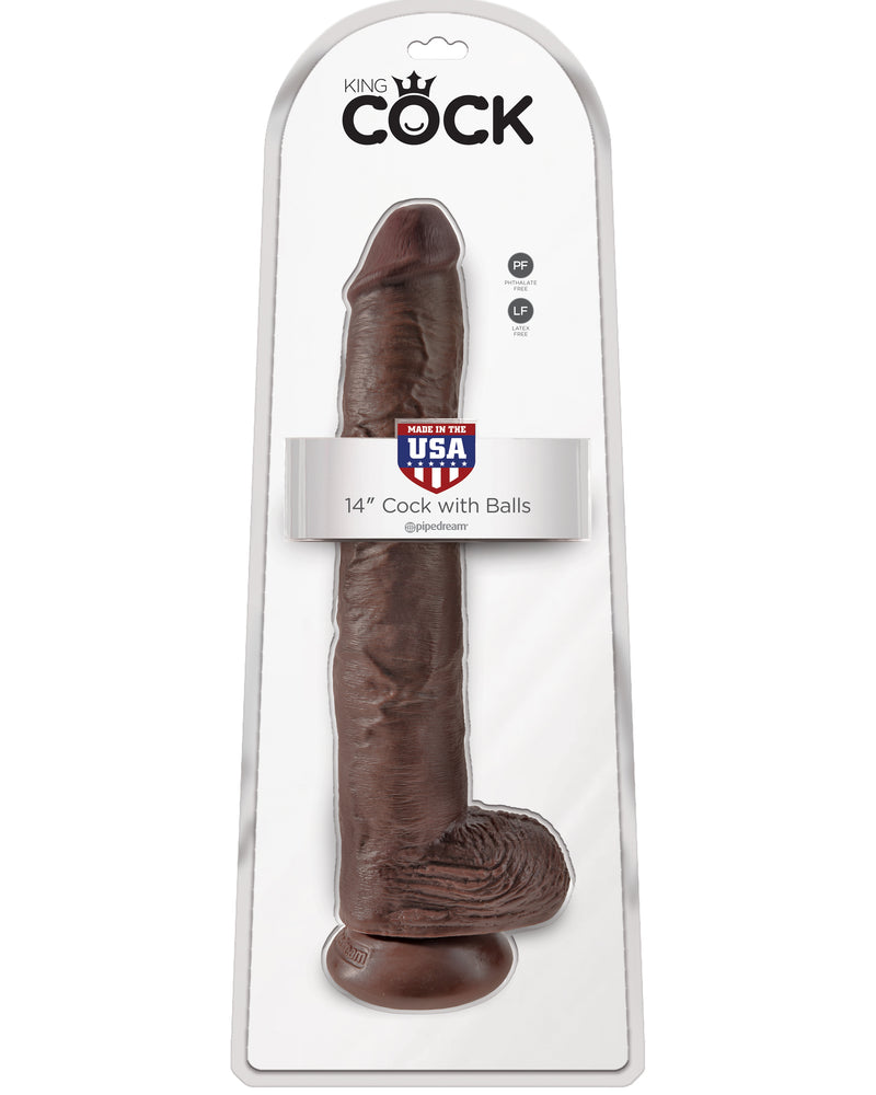 "King Cock 14 Inch Cock With Balls - Brown PD5534-29"