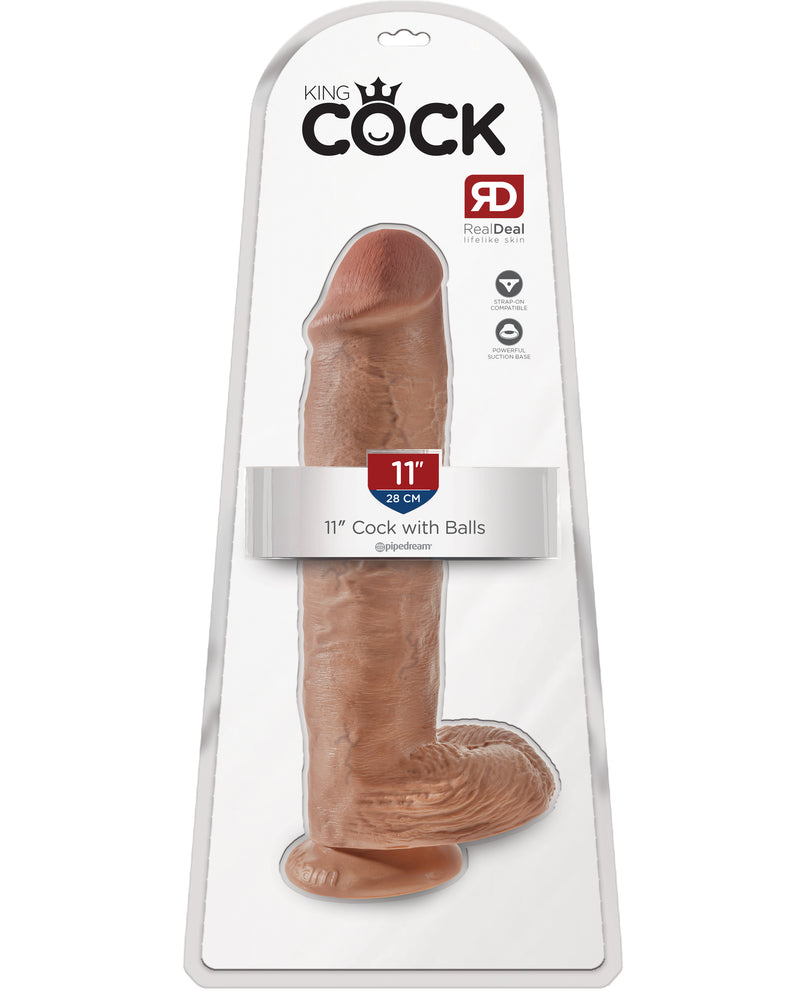King Cock 11 Inch Cock With Balls - Tan