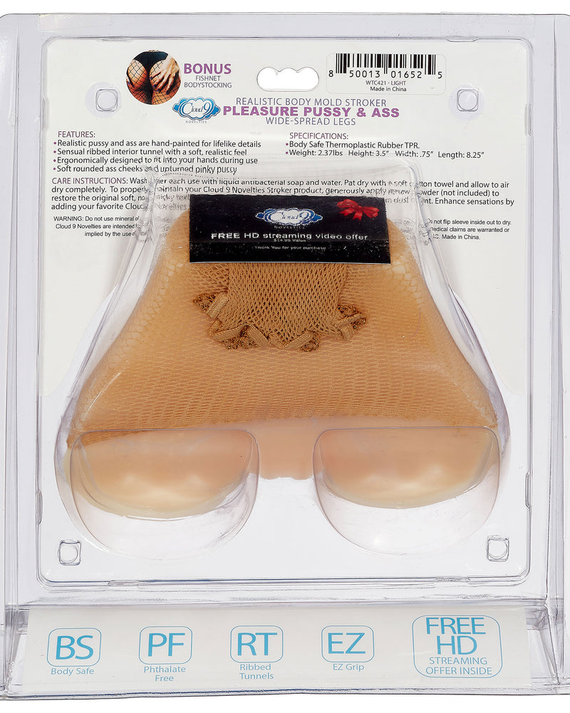 "Realistic Body Mold Stroker - Pleasure Pussy and Ass Wide-Spread Legs - Light WTC421"
