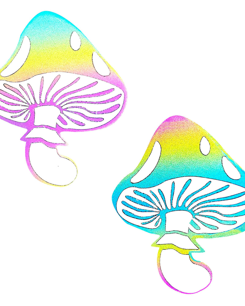 "Rainbow Reflective Toadstool Nipple Cover Pasties NN-WHI-TOD-RBR"