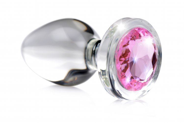 "Pink Gem Glass Anal Plug - Small BTYS-AG430-SML"