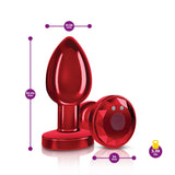 "Cheeky Charms - Rechargeable Vibrating Metal Butt Plug With Remote Control - Red - Medium VB-CC9143"