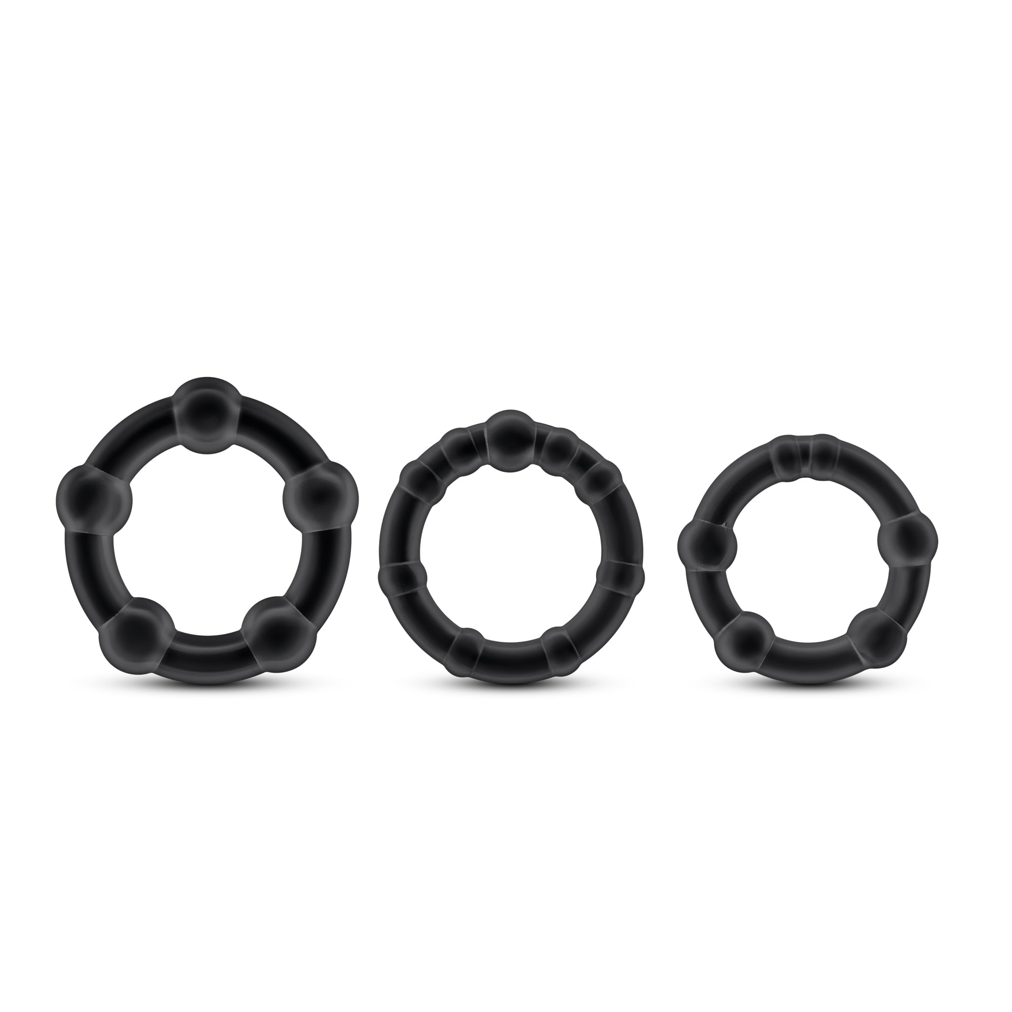 "Stay Hard - Beaded Cock Rings - 3 Pack - Black BL-00015"