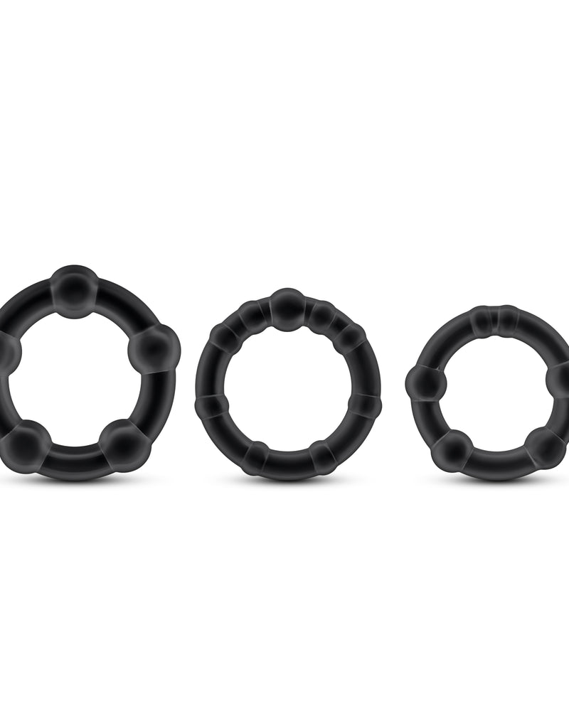 "Stay Hard - Beaded Cock Rings - 3 Pack - Black BL-00015"