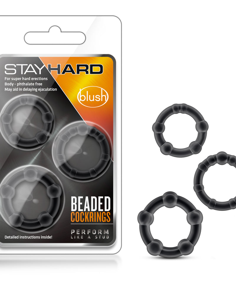 Stay Hard - Beaded Cock Rings - 3 Pack - Black