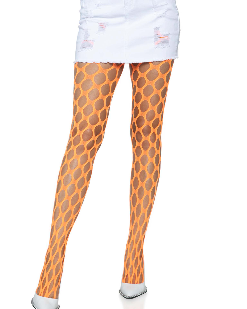 Jumbo Pothole Net Tights - Neon Orange - One Size