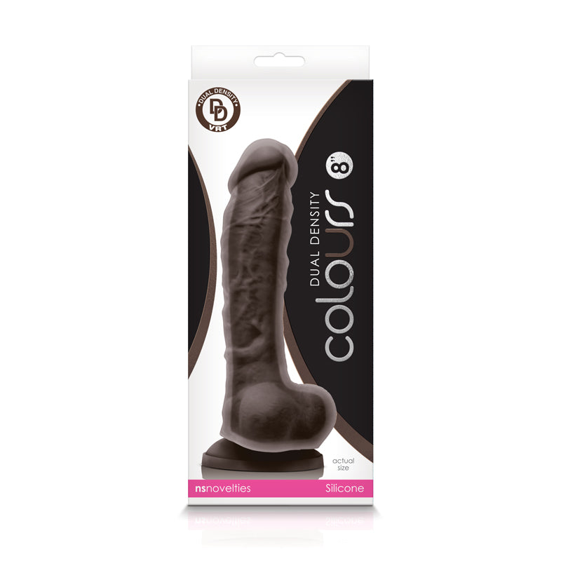 "Colours - Dual Density - 8 Inch Dildo - Dark Brown NSN-0403-29"