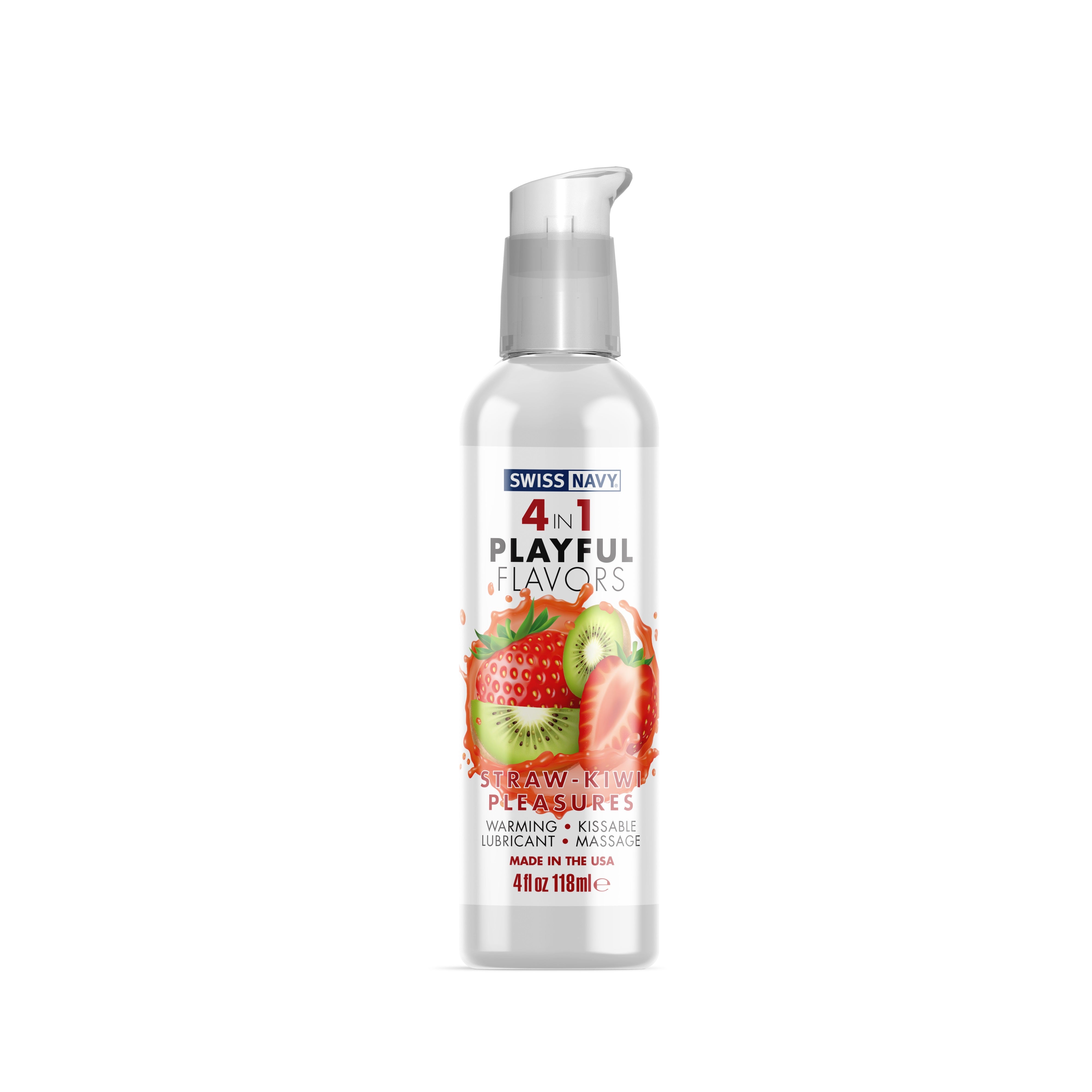 Swiss Navy 4-in-1 Playful Flavors - Strawberry Kiwi Pleasures - 4 Fl. Oz.