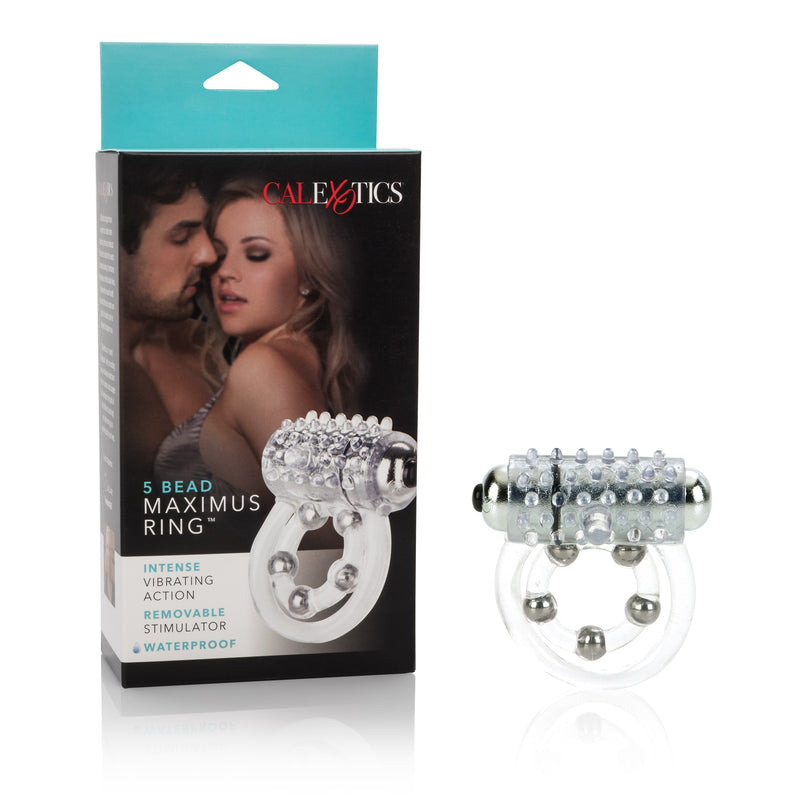 "Maximus Enhancement Ring 5 Stroker Beads Rechargeable Clear SE1456103"