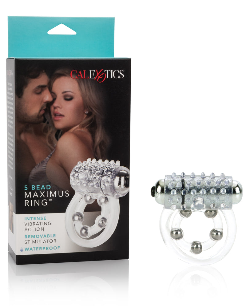 "Maximus Enhancement Ring 5 Stroker Beads Rechargeable Clear SE1456103"