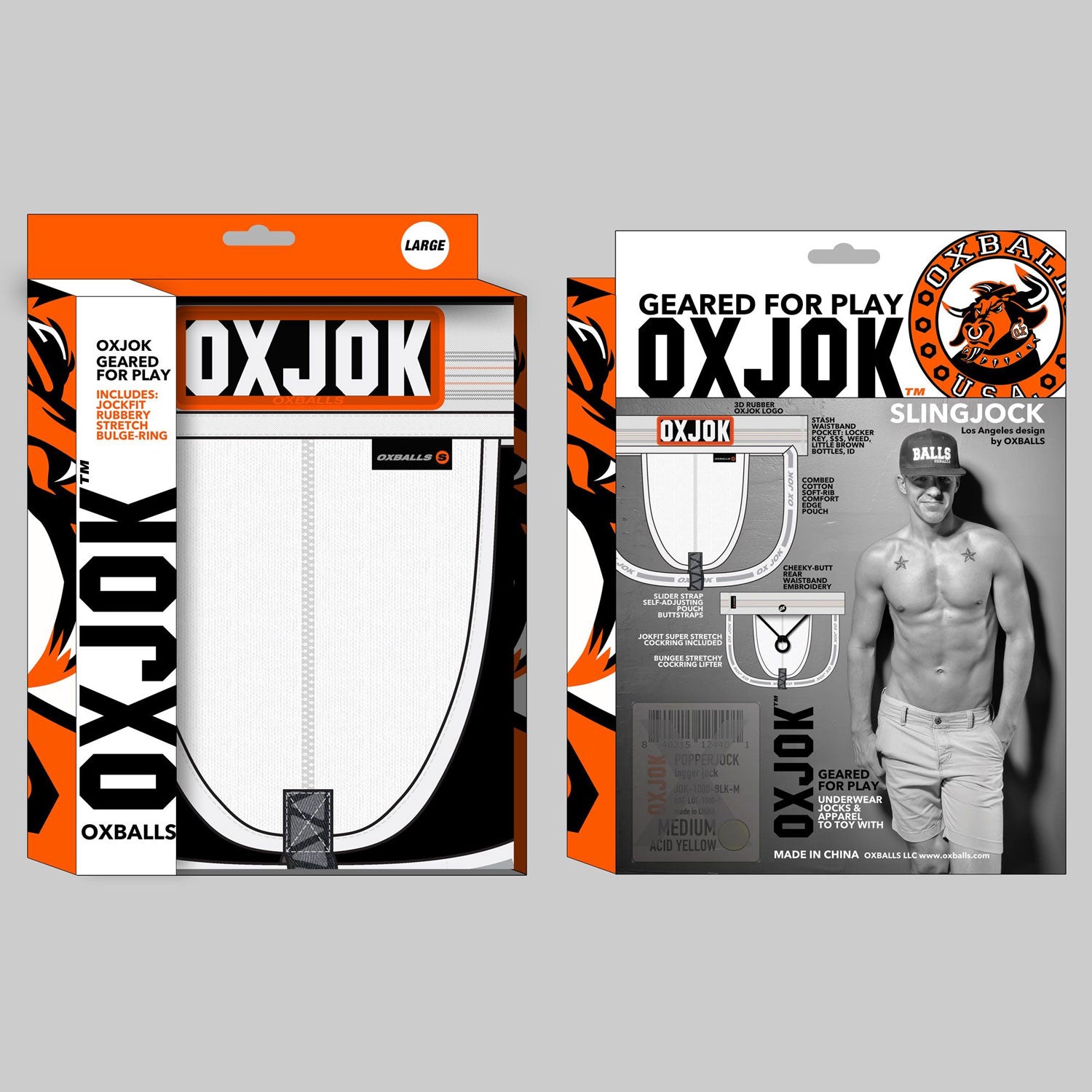 "Slingjock Upthrust Slider-Strap Jock White Snow - Medium OX-JOK-1000-WHT-M"