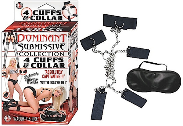 "Dominant Submissive 4 Cuffs and Collar - Black NW2280-0"