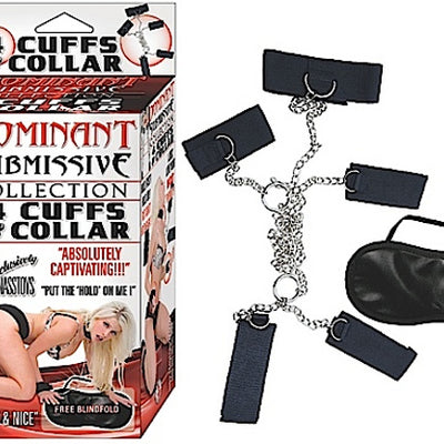 "Dominant Submissive 4 Cuffs and Collar - Black NW2280-0"