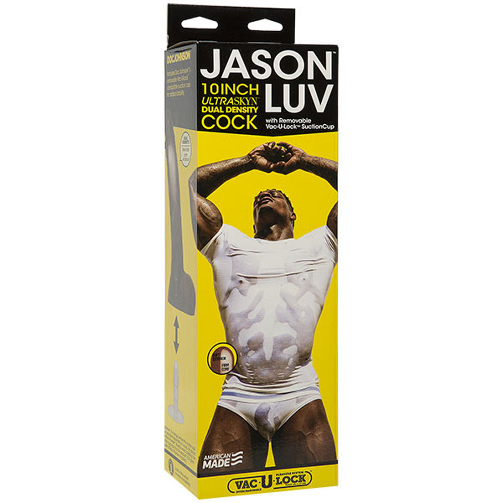 "Jason Luv - 10 Inch Ultraskyn Cock With Removable Vac-U-Lock Suction Cup - Chocolate DJ8060-06-BX"