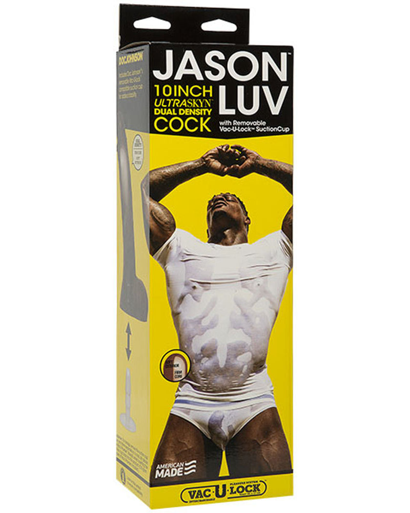 "Jason Luv - 10 Inch Ultraskyn Cock With Removable Vac-U-Lock Suction Cup - Chocolate DJ8060-06-BX"
