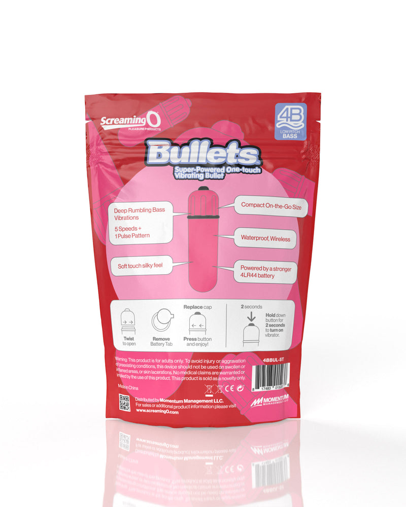 "Screaming O 4b - Bullet - Super Powered One Touch Vibrating Bullet - Strawberry SO-4BBUL-ST"