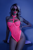 All Nighter Harness Bodysuit - Medium/large - Neon Pink