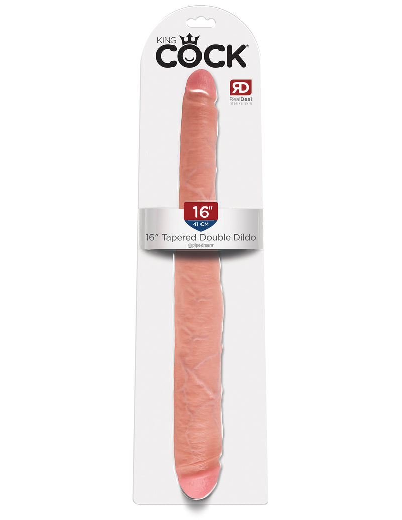 Doble Dildo Cónico de 40.6 cm King Cock - Color Piel