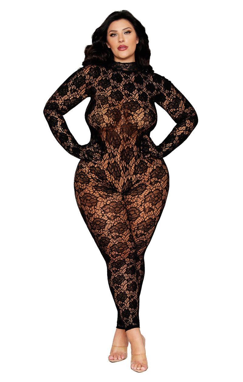 "Gloved Bodystocking Dmnd - Queen Size - Black DG-0516XBKQS"