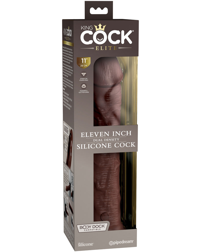 King Cock Elite 11 Inch Silicone Dual Density Cock - Brown
