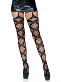 Faux Wrap Industrial Net Garter Belt Stockings - One Size - Black