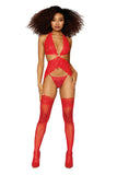 Garter Slip and G-String - One Size - Lipstick Red