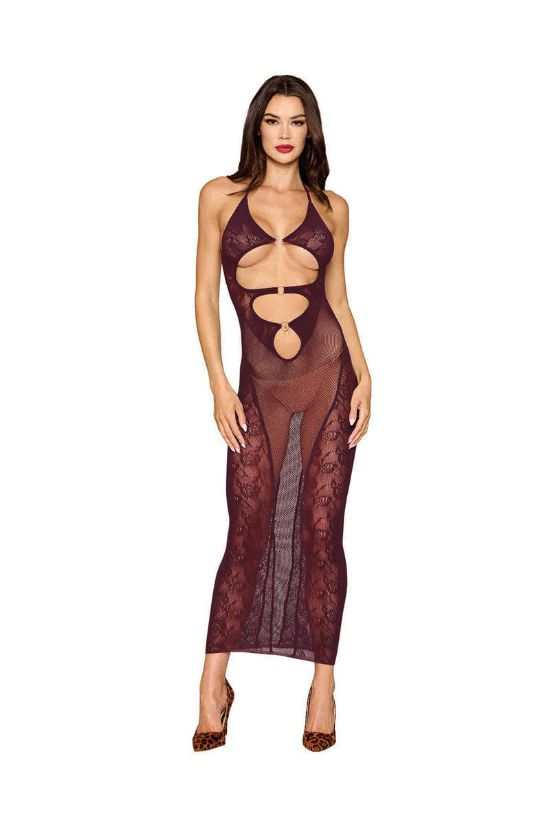 "Bodystocking Gown and Shrug Dmnd - One Size - Cherry Lacquer DG-0523BGOS"