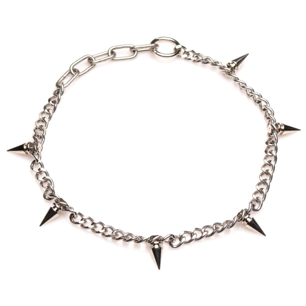 Punk Spiked Necklace Silver