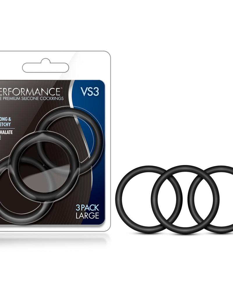 "Performance - Vs3 Pure Premium Silicone Cockrings - Large - Black BL-72815"