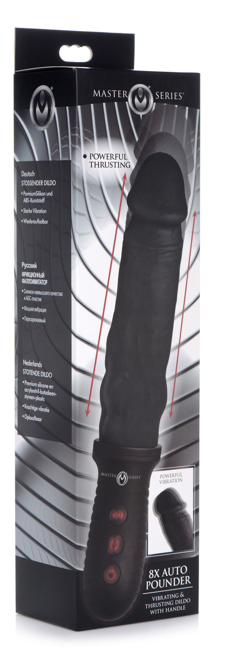 "8x Auto Pounder Vibrating and Thrusting Dildo With Handle - Black MS-AG360-BLK"