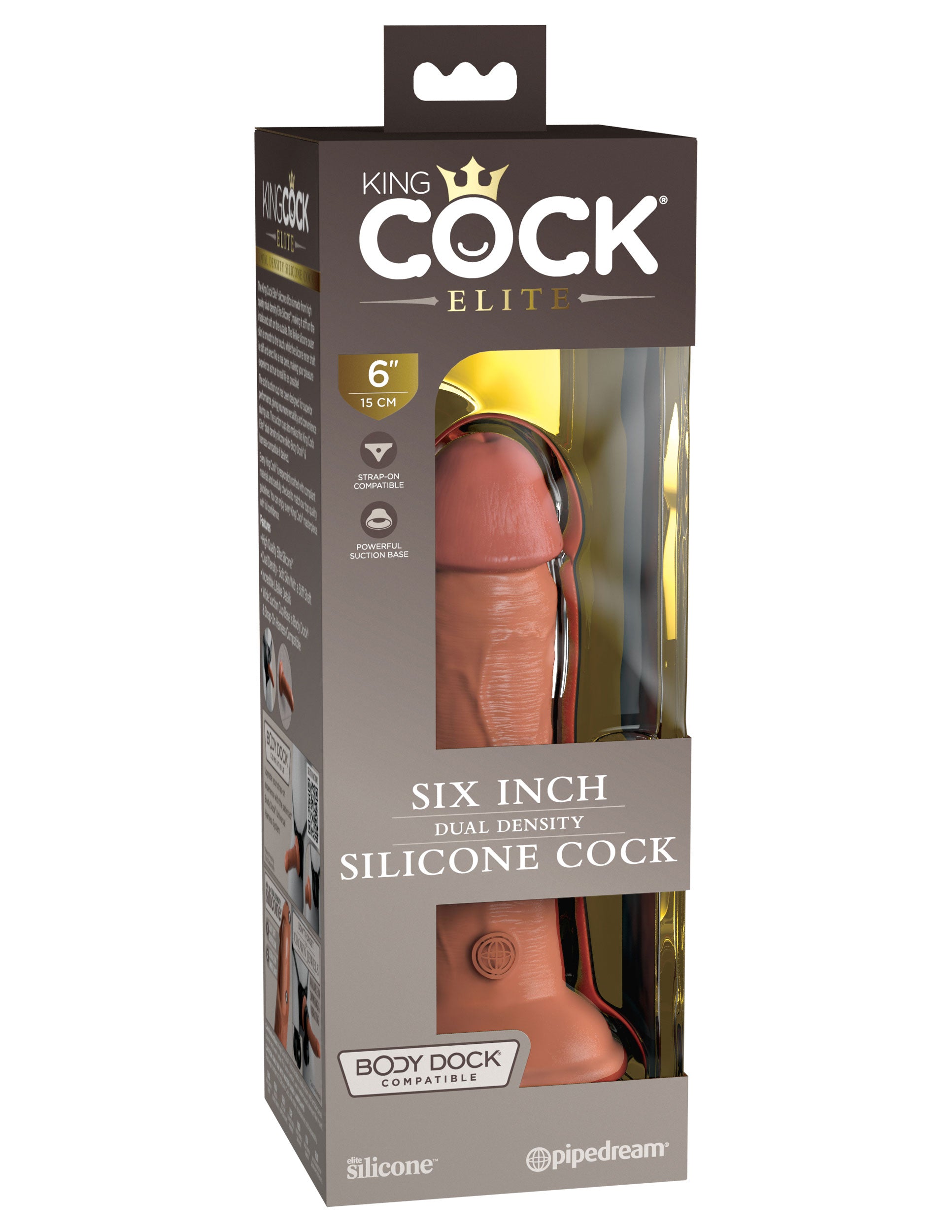 King Cock Elite 6 Inch Silicone Dual Density Cock - Tan