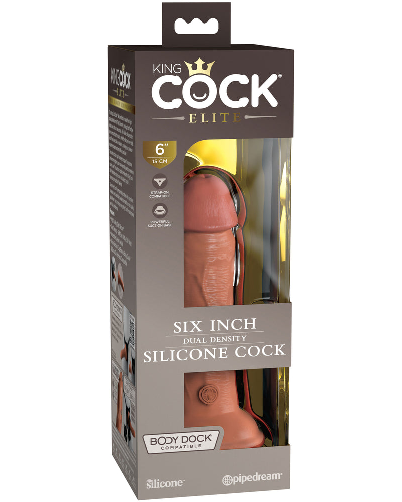 King Cock Elite 6 Inch Silicone Dual Density Cock - Tan