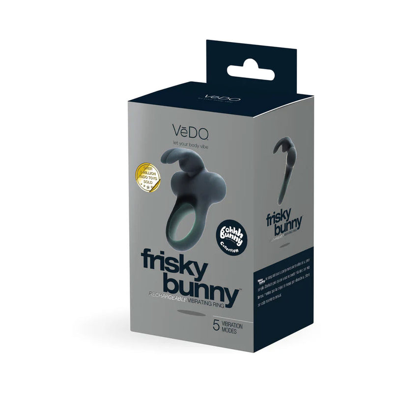 Frisky Bunny Vibrating Ring Black Pearl