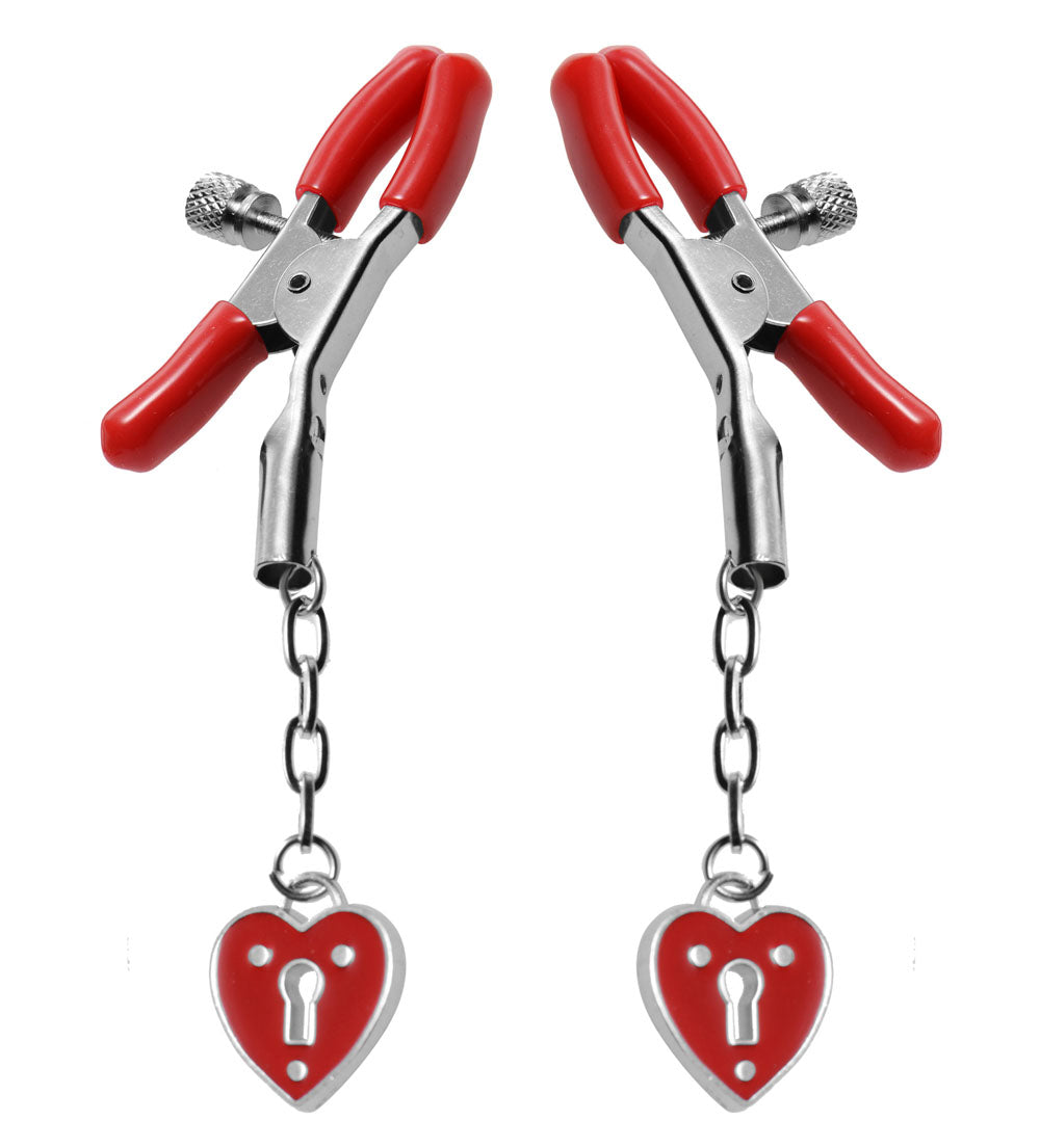 "Charmed Heart Padlock Nipple Clamps MS-AE203"