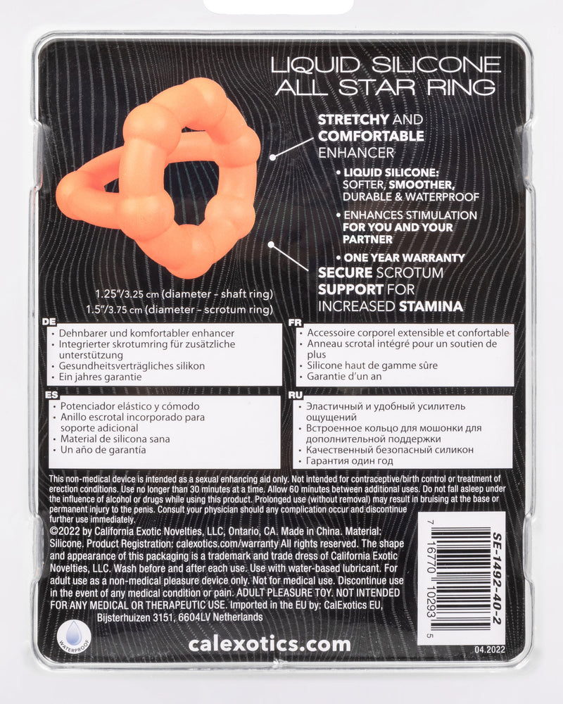 "Alpha Liquid Silicone All Star Ring - Orange SE1492402"