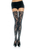 "Lace Top Lace Thigh Highs - One Size - Black LA-9762BLK"