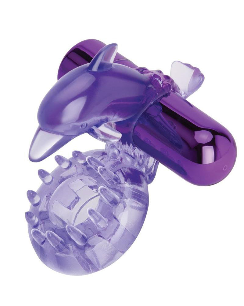 Bodywand Rechargeable Dolphin Ring With Ticklers - Purple