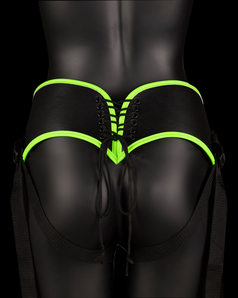 "Bonded Leather Strap-on With Silicone Dildo 5.7 Inch - Glow in the Dark OU-OU764GLO"