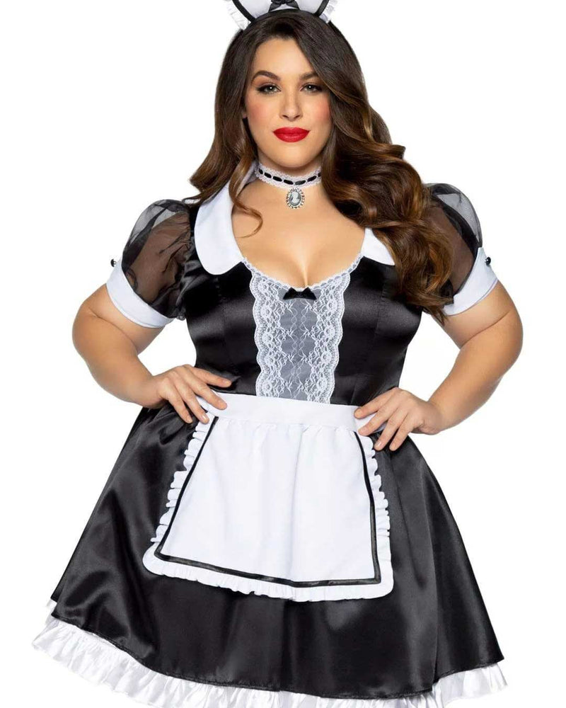 Plus Classic French Maid Costume - 1x/2x - Black / White