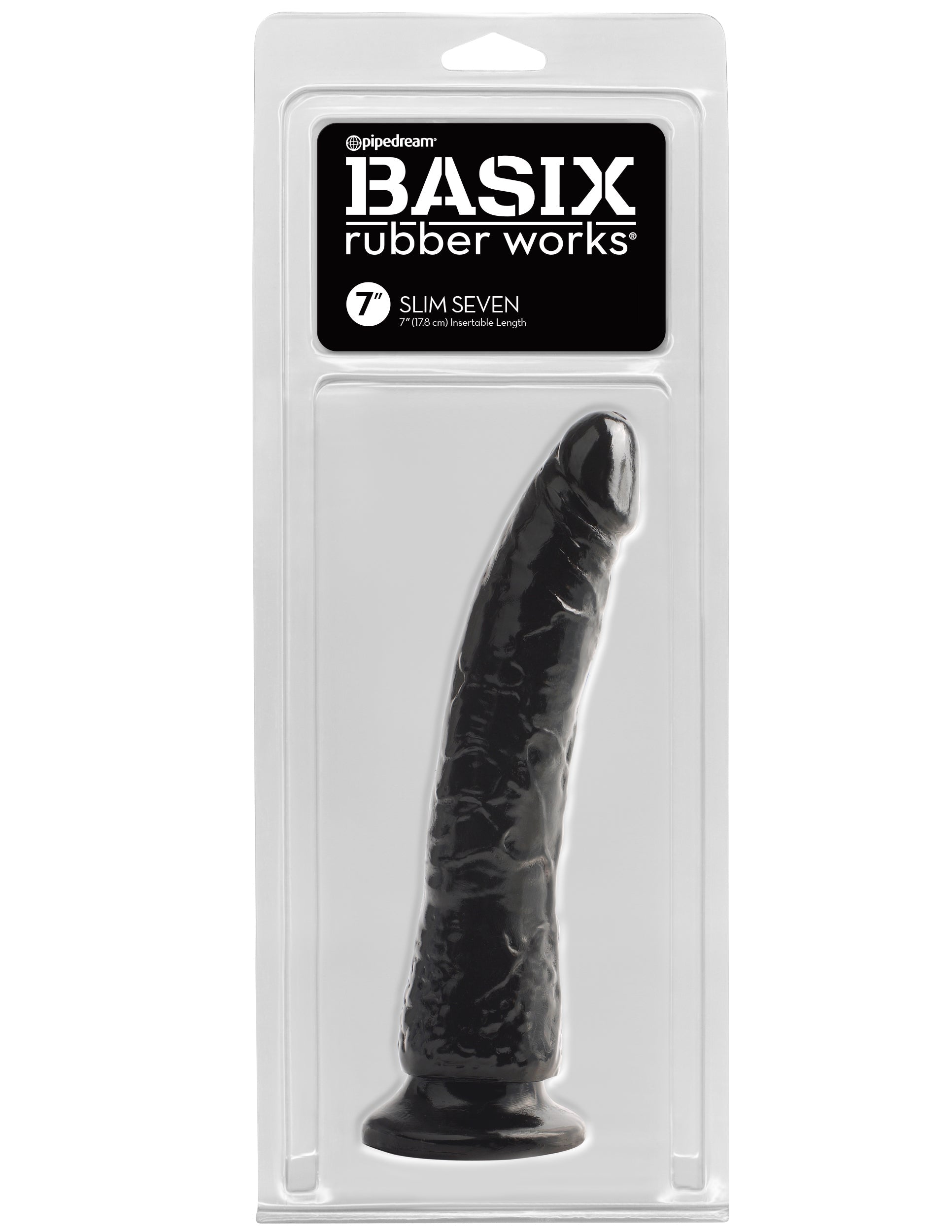 Basix Rubber Works - Slim 7 Inch With Suction Cup - Black