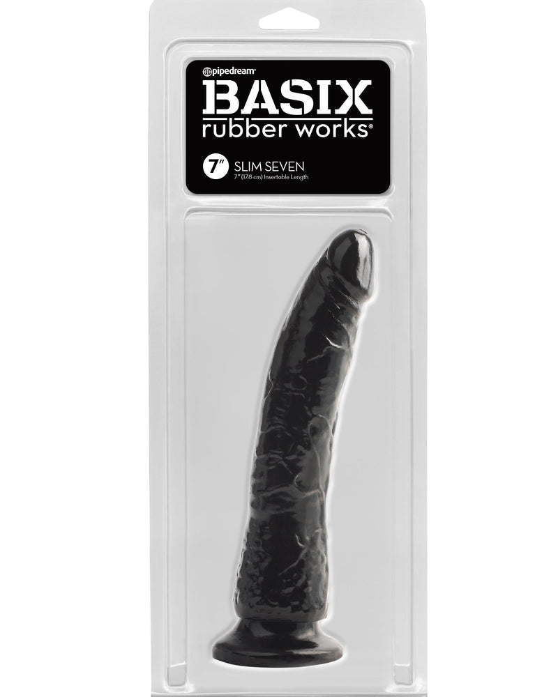 Basix Rubber Works - Slim 7 Inch With Suction Cup - Black