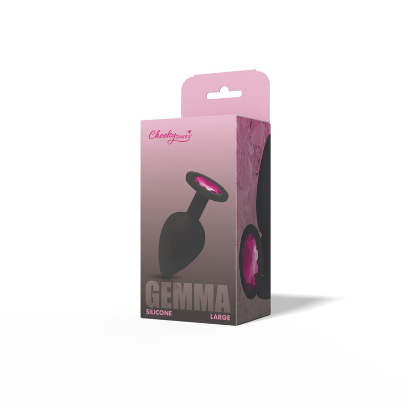 Gemma Pink Gem Black Silicone Plug - Large