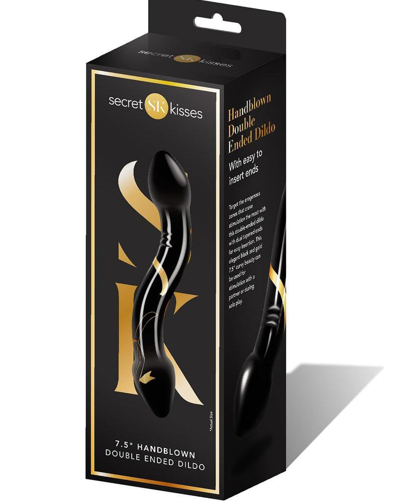 Secret Kisses - 7.5 Inch Handblown Double Ended Dildo - Black