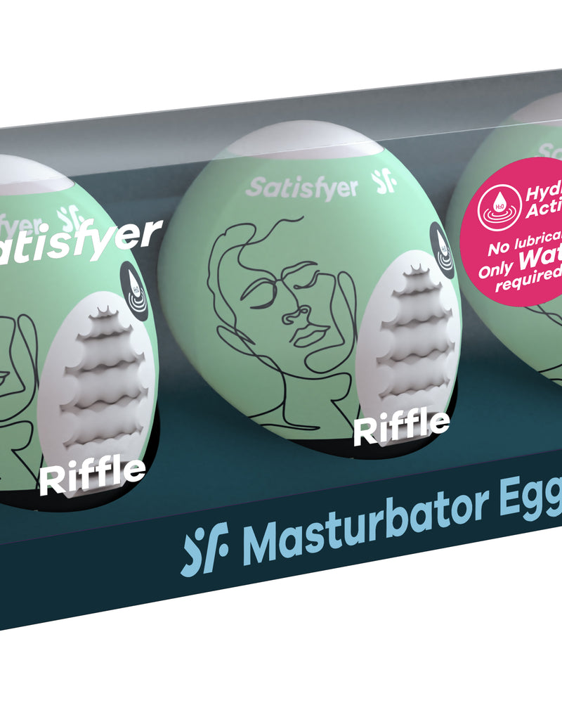 3 Pc Set Masturbator Egg - Riffle - Light Green