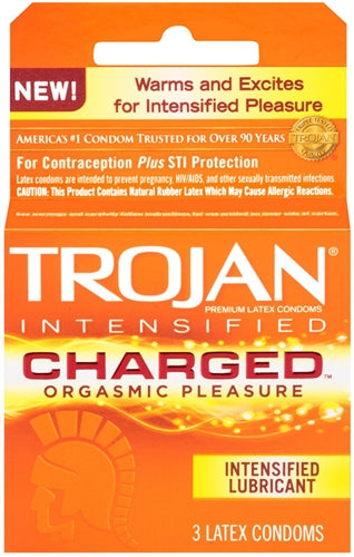 "Trojan Intensified Charged Orgasmic Pleasure Condoms - 3 Pack TJ95701"