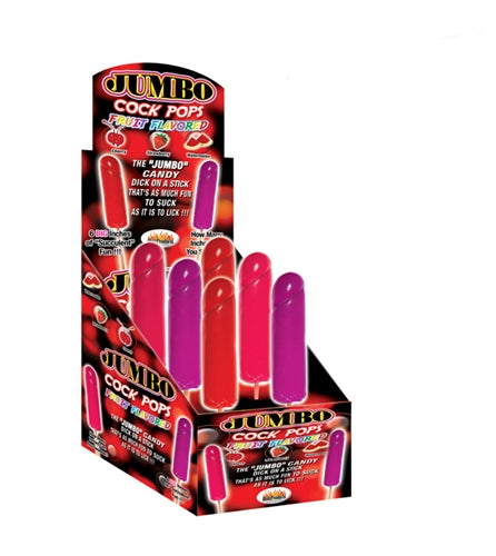 "Jumbo Cock Pops - 6 Piece Display - Assorted Fruit Flavors HTP2354D"