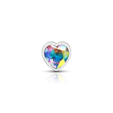 Cheeky Charms-Silver Metal Butt Plug- Heart-Clear-Medium