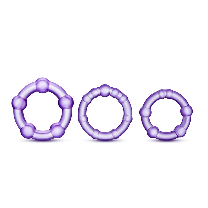 "Stay Hard - Beaded Cock Rings - 3 Pack - Purple BL-00011"