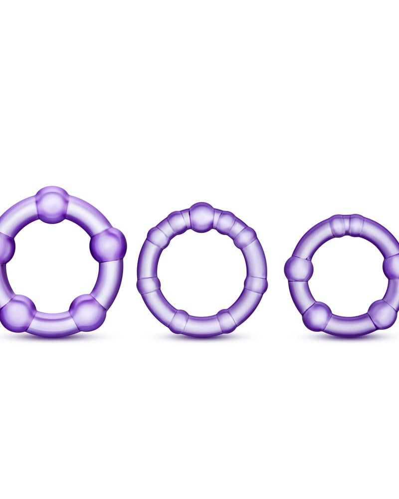 "Stay Hard - Beaded Cock Rings - 3 Pack - Purple BL-00011"